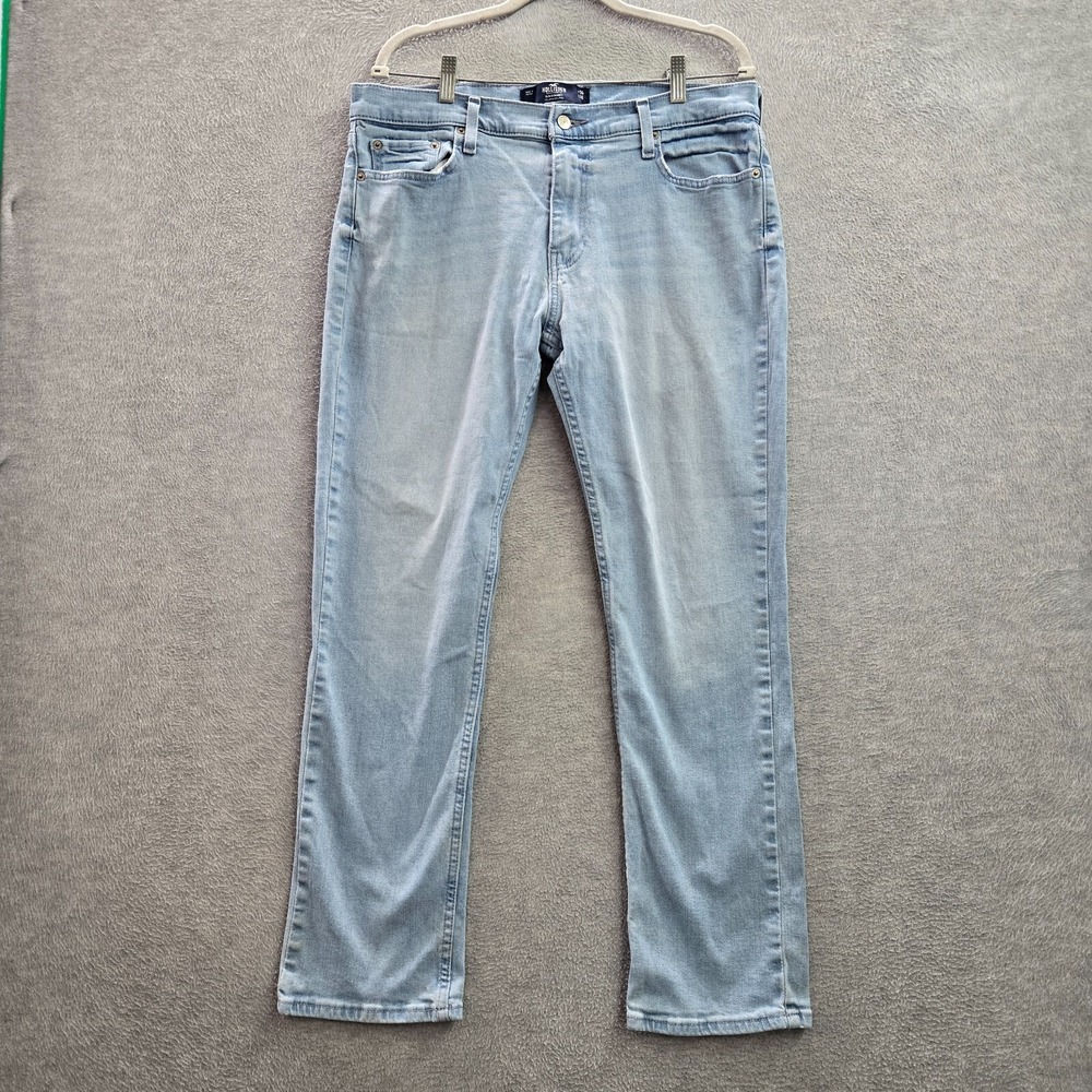 Hollister Men Jeans W34L30‎ Light Blue Denim Hollister Epic Flex Slim Straight